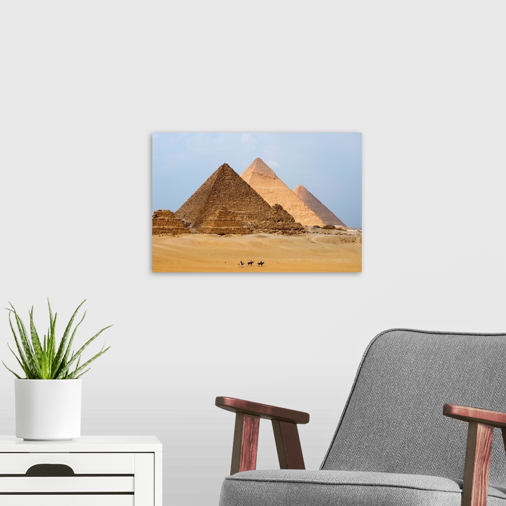 A modern room featuring The Pyramids of Giza, Giza, near Cairo, Egypt, North Africa, Africa