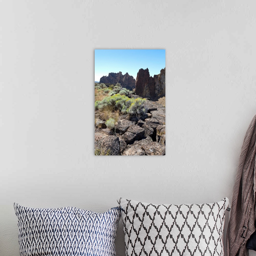 A bohemian room featuring The rugged Smith Rock State Park in central Oregon's High Desert, near Bend, Oregon