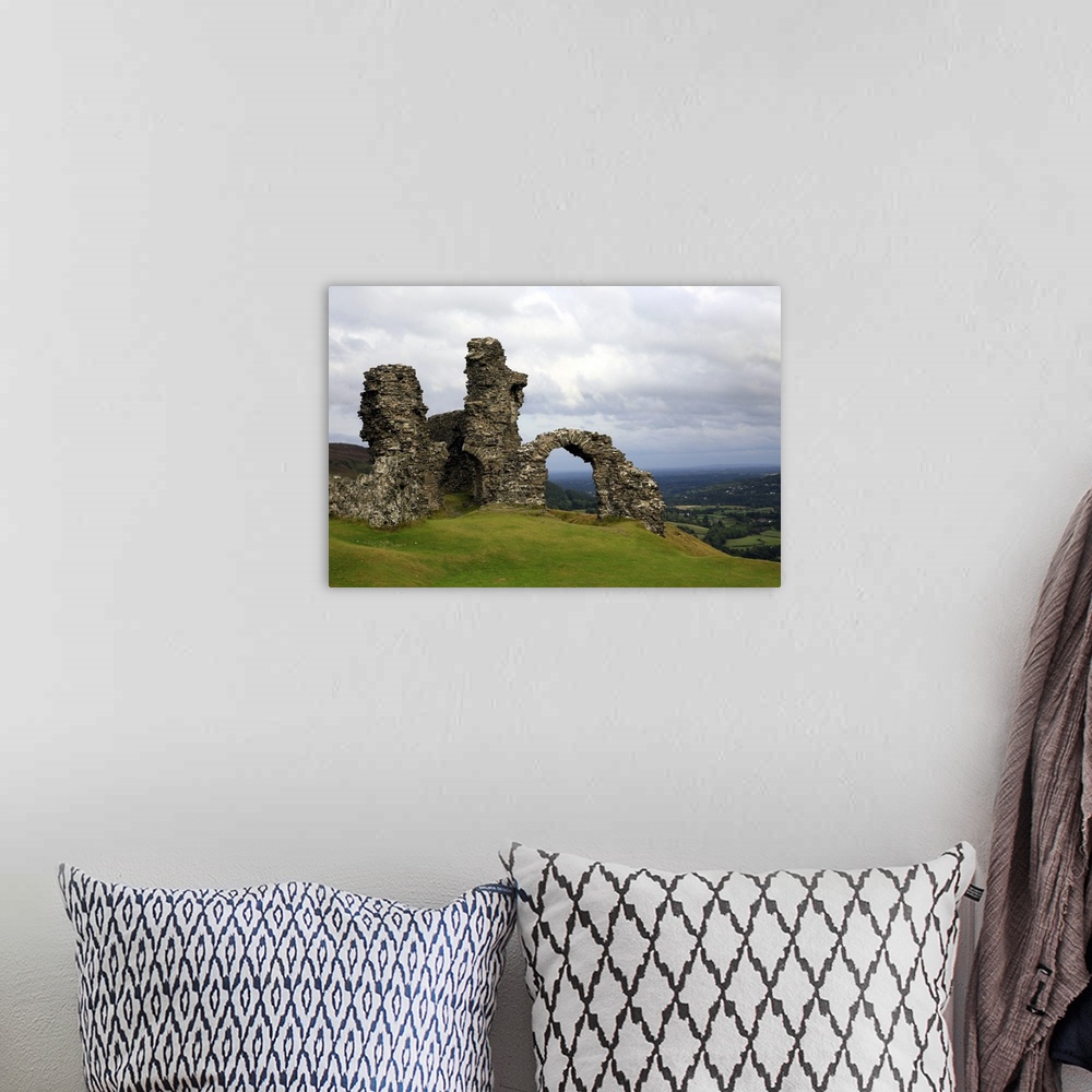 A bohemian room featuring The ruins of Dinas Bran, a medieval castle near Llangollen, Denbighshire, Wales