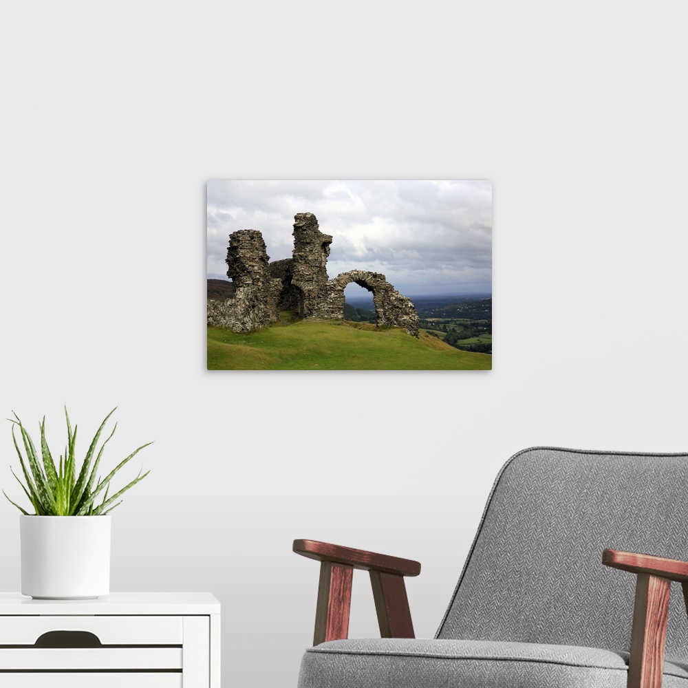 A modern room featuring The ruins of Dinas Bran, a medieval castle near Llangollen, Denbighshire, Wales