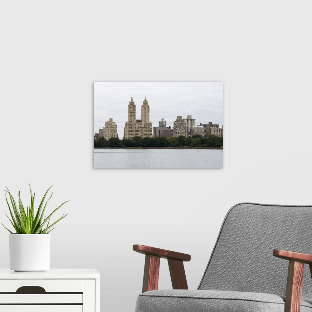 A modern room featuring The San Remo Building, Upper West Side, from Central Park, Manhattan, NYC