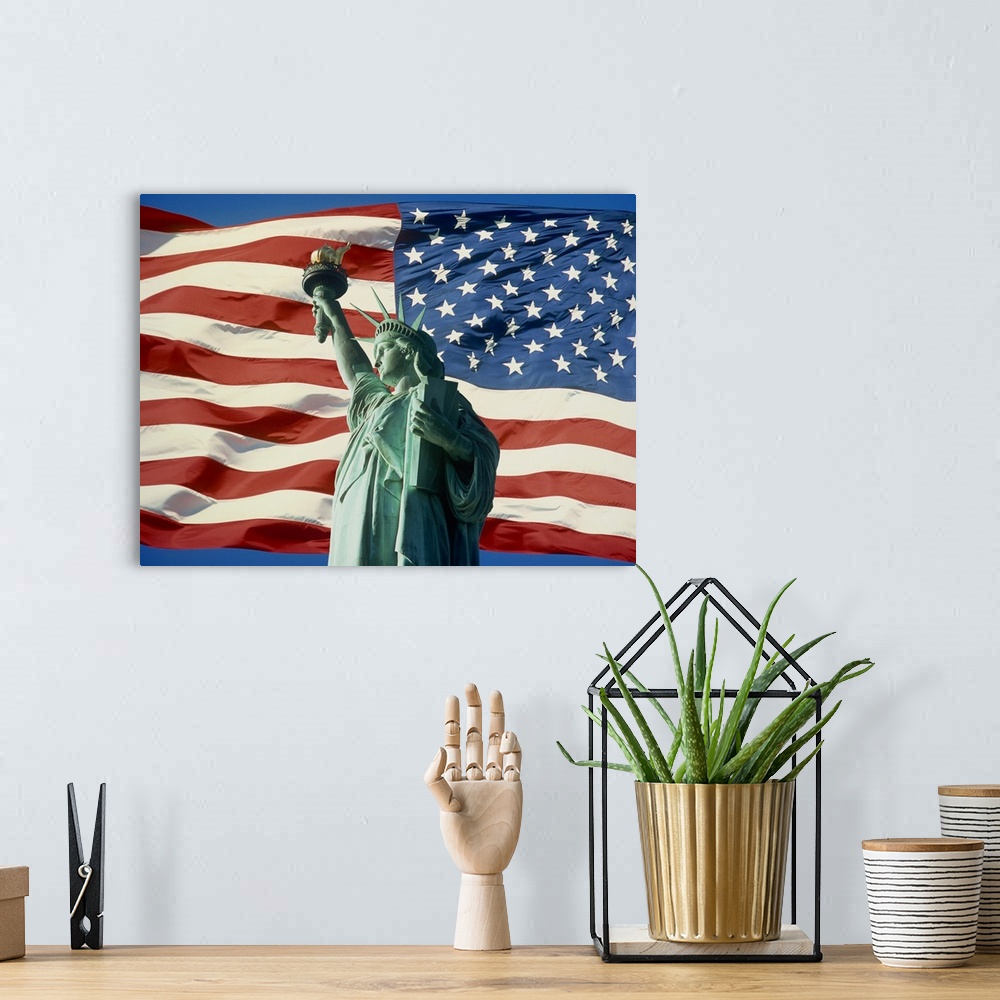 A bohemian room featuring The Statue of Liberty with the Stars & Stripes, New York, United States of America, North America