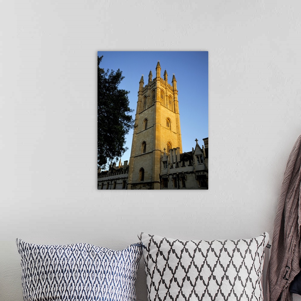 A bohemian room featuring The tower of Magdalen College at sunrise, Oxford, Oxfordshire, England