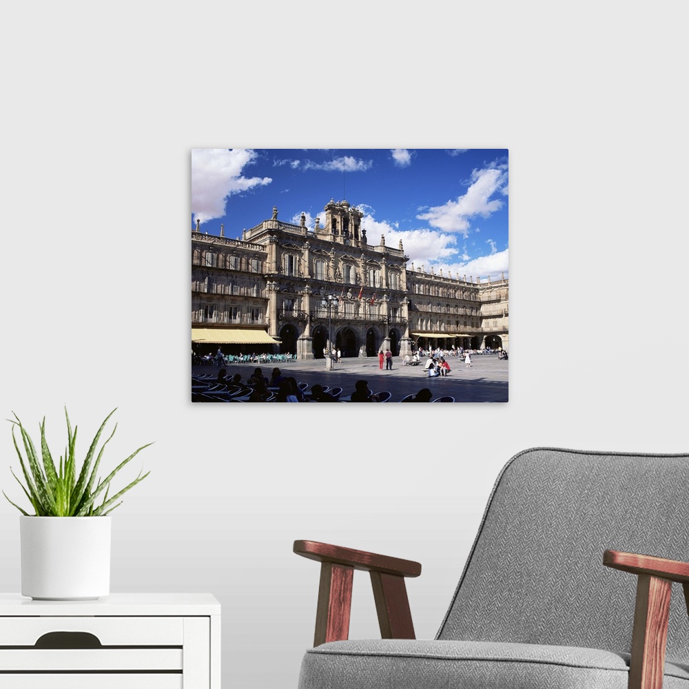 A modern room featuring The Town Hall in the Plaza Mayor, Salamanca, Castilla y Leon, Spain