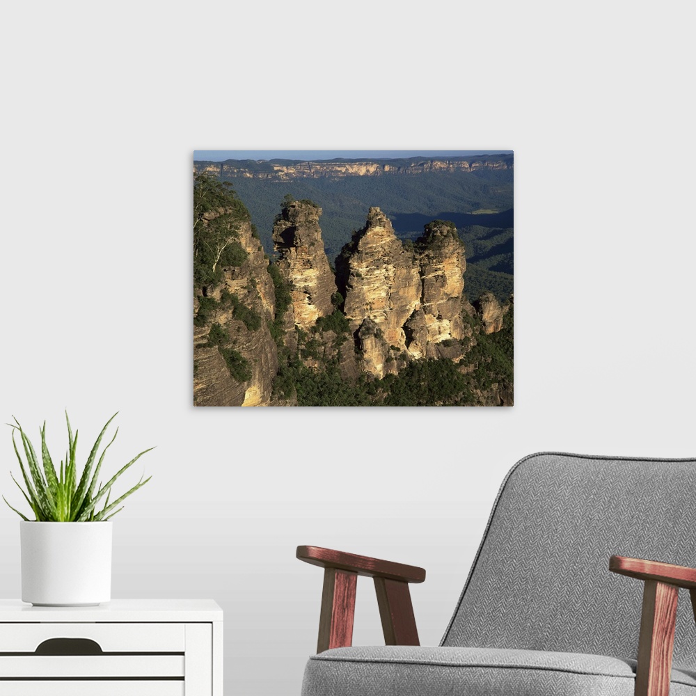 A modern room featuring Three Sisters at Katoomba in the Blue Mountains of New South Wales, Australia
