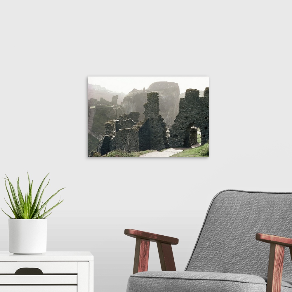 A modern room featuring Tintagel Castle, Cornwall, England, United Kingdom, Europe