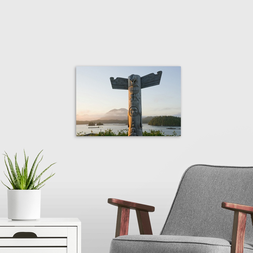 A modern room featuring Totem Pole at Anchor Park, Tofino, Saanich, British Columbia, Canada, North America
