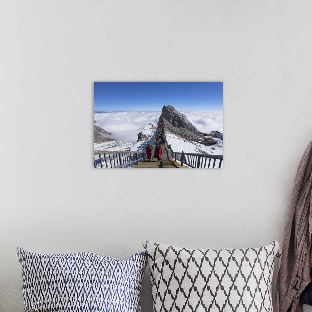 A bohemian room featuring Tourists on Jade Dragon Snow Mountain, Lijiang, Yunnan, China