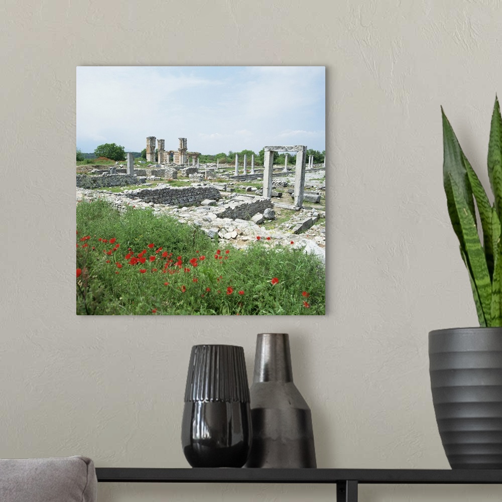A modern room featuring Town built for Octavia over the assassins of Julius Caesar, Philippi, Greece