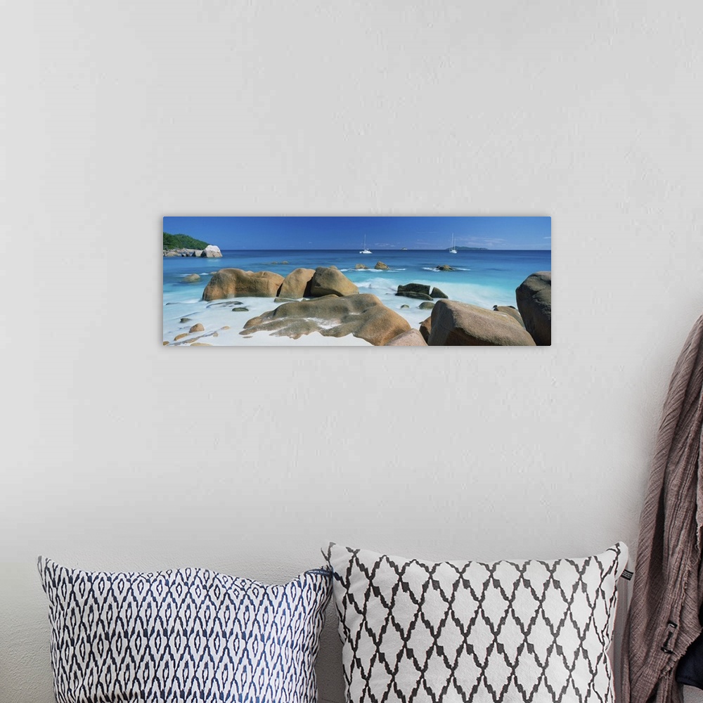 A bohemian room featuring Tropical beach scene, Anse Lazio, Praslin, Seychelles, Indian Ocean, Africa