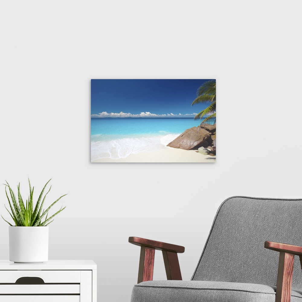 A modern room featuring Tropical beach, Seychelles, Indian Ocean, Africa