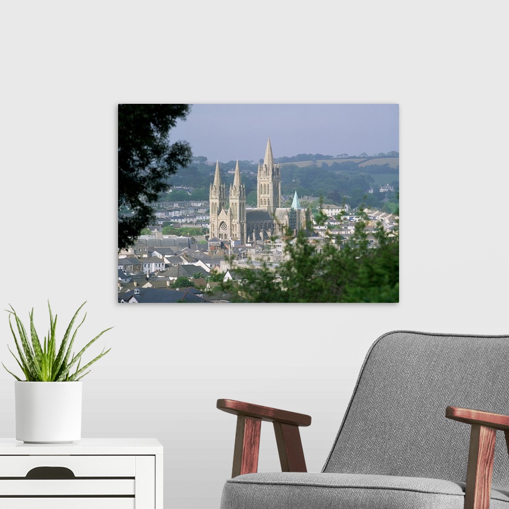 A modern room featuring Truro Cathedral and city, Cornwall, England, United Kingdom, Europe