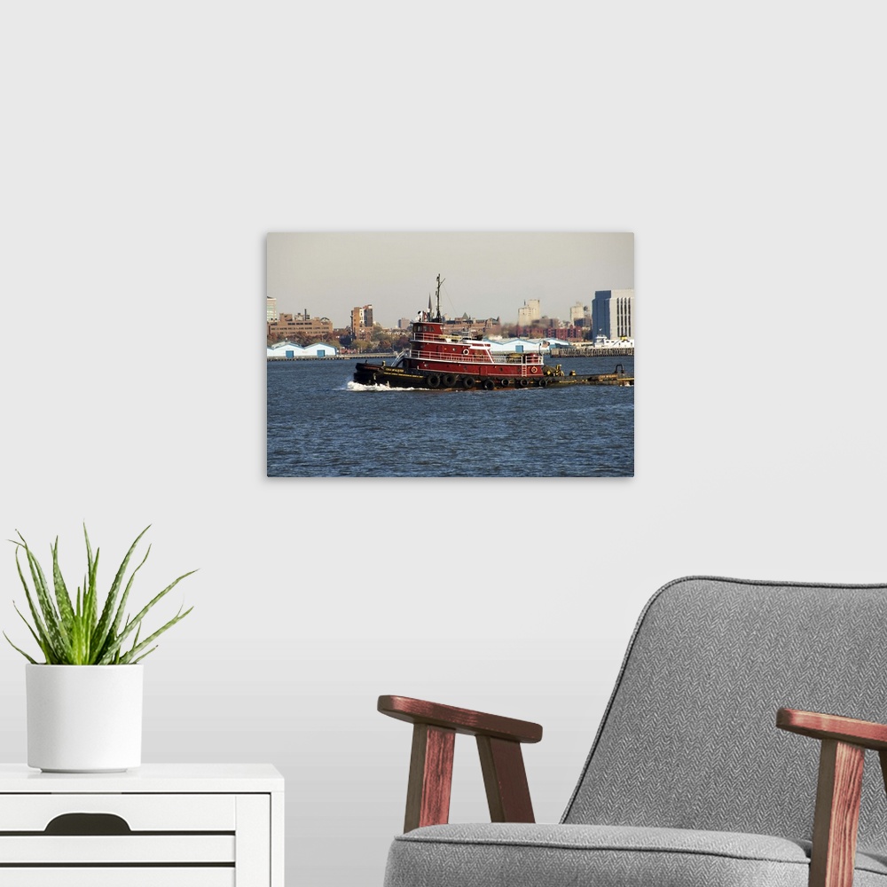 A modern room featuring Tug on Hudson River, Manhattan, New York City, New York