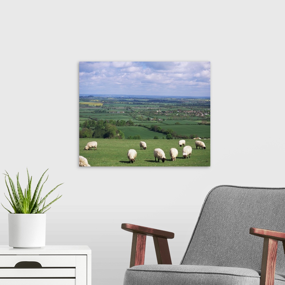 A modern room featuring Uffington and the Vale of the White Horse, south Oxfordshire, England