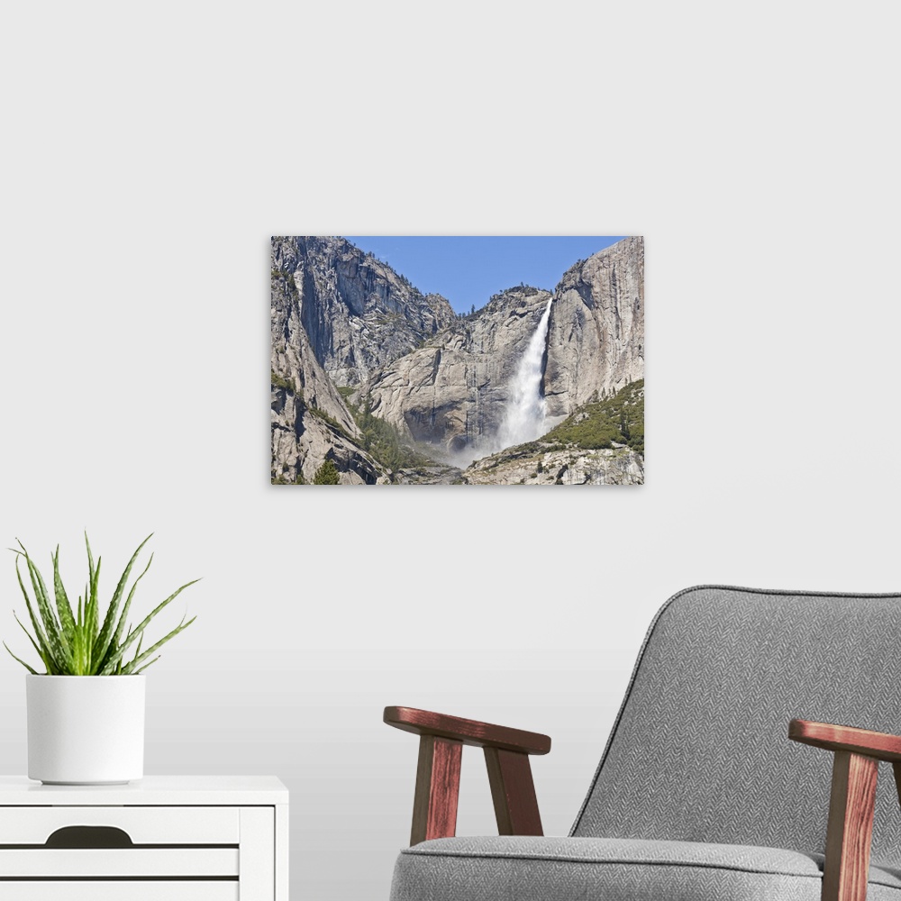 A modern room featuring Upper Yosemite Falls, Yosemite Valley, Yosemite National Park, Sierra Nevada, California