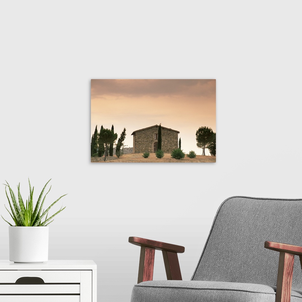 A modern room featuring Val d'Orcia, Siena province, Tuscany, Italy