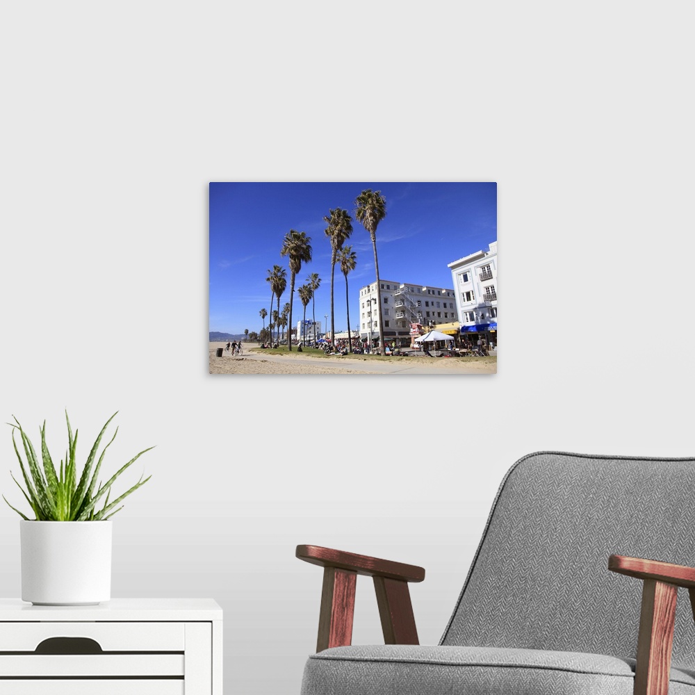 A modern room featuring Venice Beach, Los Angeles, California