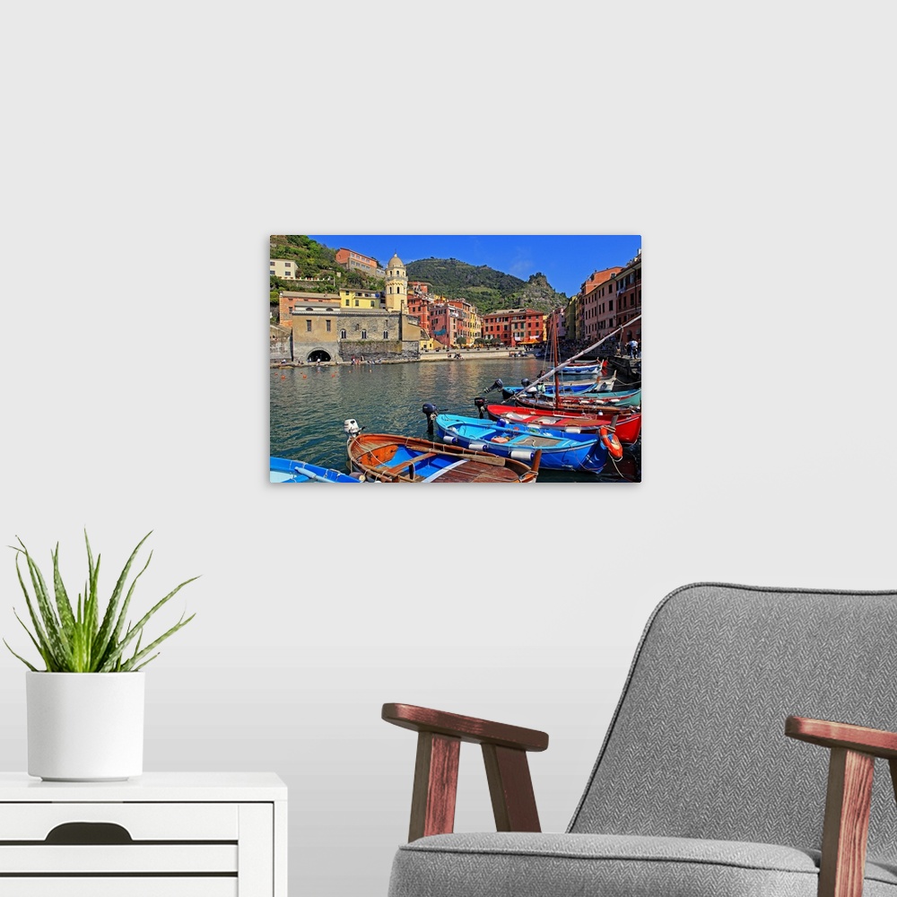 A modern room featuring Vernazza, Italian Riviera, Cinque Terre, Liguria, Italy