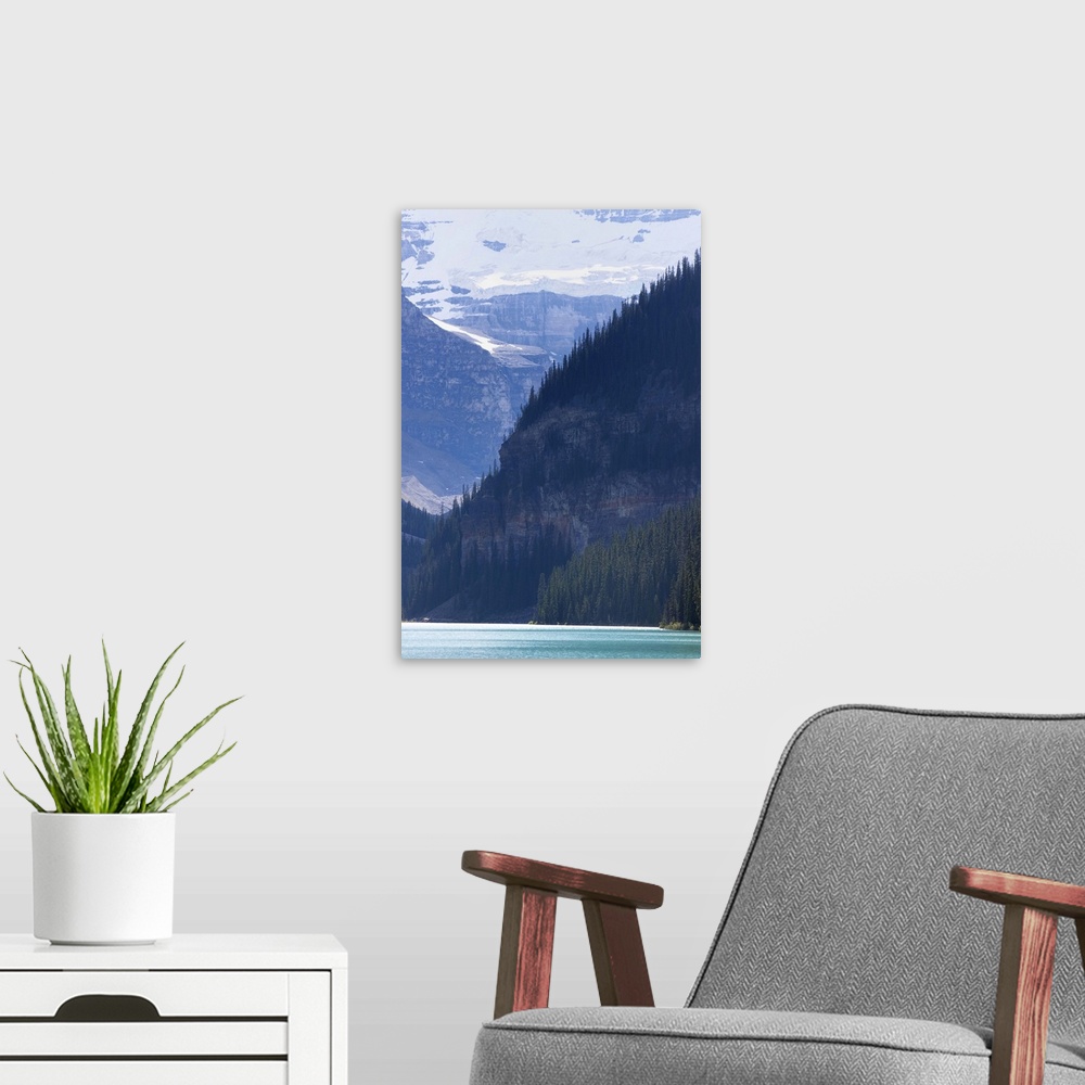 A modern room featuring Victoria Glacier, Lake Louise, Banff National Park, Alberta, Rocky Mountains, Canada
