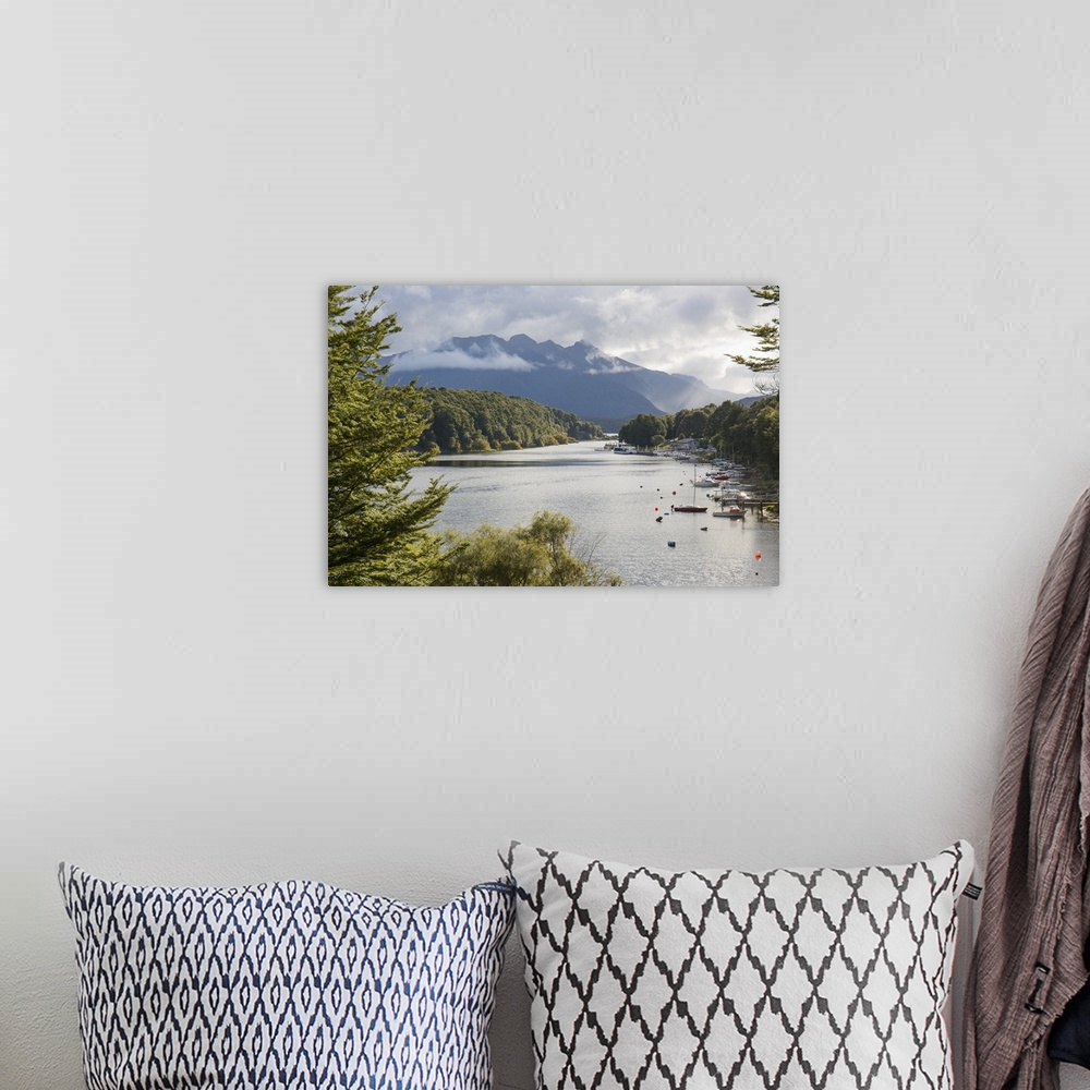 A bohemian room featuring View across Pearl Harbour on Lake Manapouri, Manapouri, Fiordland National Park, UNESCO World Her...