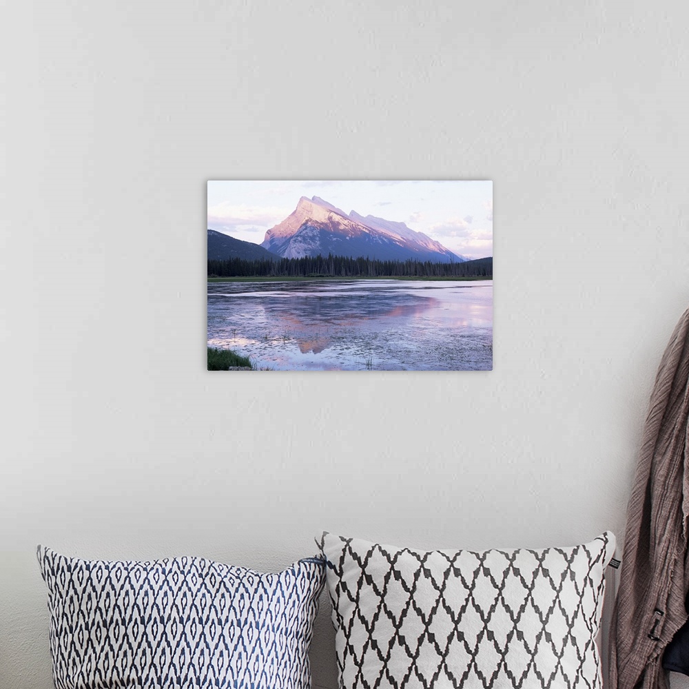A bohemian room featuring View across Vermilion Lakes to Mount Rundle, Banff National Park, Alberta, Canada