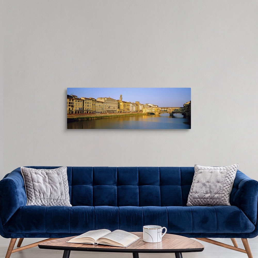 A modern room featuring View along River Arno to Ponte Vecchio, Florence, Tuscany, Italy
