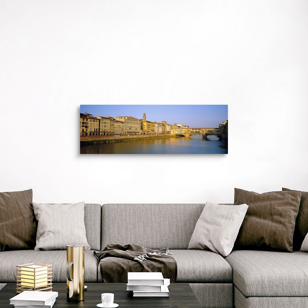 A traditional room featuring View along River Arno to Ponte Vecchio, Florence, Tuscany, Italy