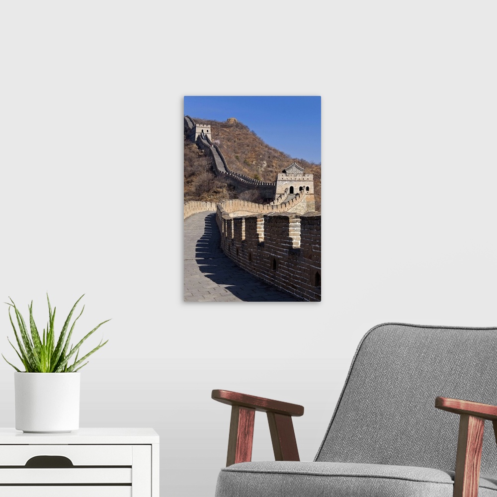 A modern room featuring View along the restored section of the Great Wall, Mutianyu, near Beijing, China