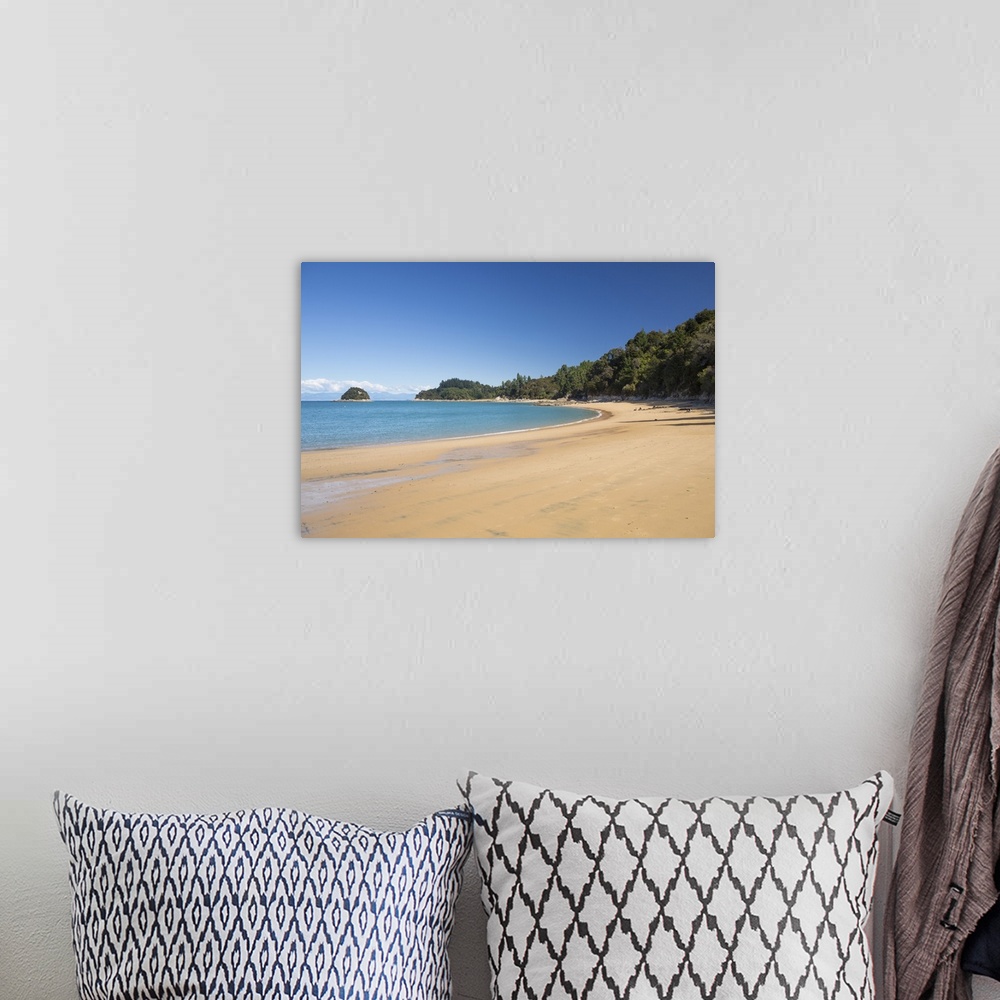 A bohemian room featuring View along the sandy beach at Towers Bay, Kaiteriteri, Tasman, South Island, New Zealand, Pacific