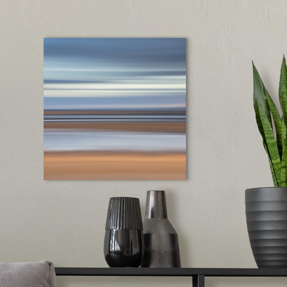 A modern room featuring Abstract image of the view from Alnmouth Beach to the North Sea, Alnmouth, Northumberland, England