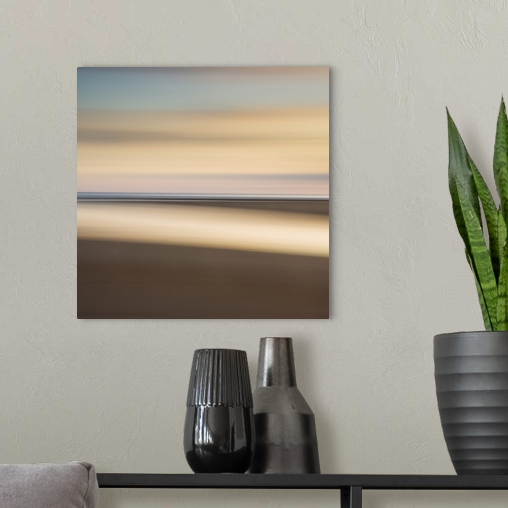 A modern room featuring Abstract image of the view from Alnmouth Beach to the North Sea, Alnmouth, Northumberland, England