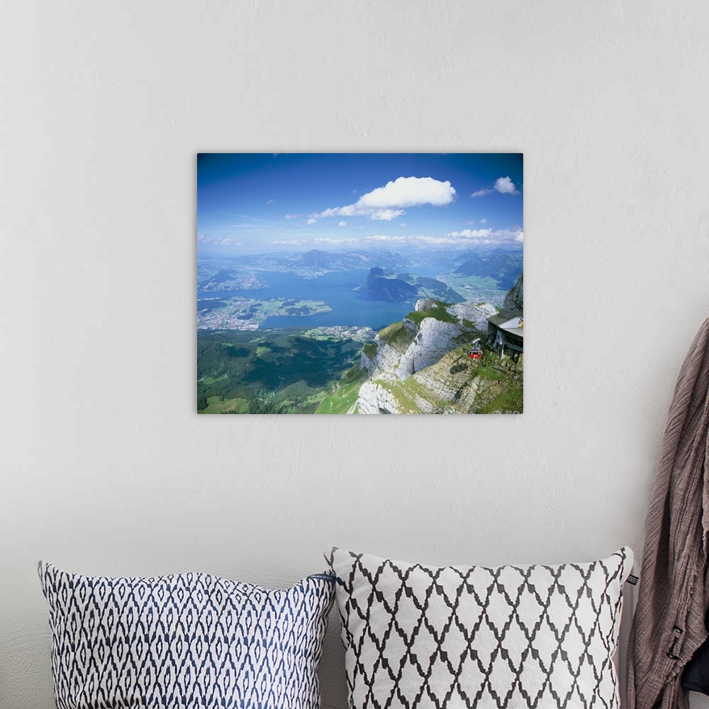 A bohemian room featuring View from Mount Pilatus over Lake Lucerne, Switzerland