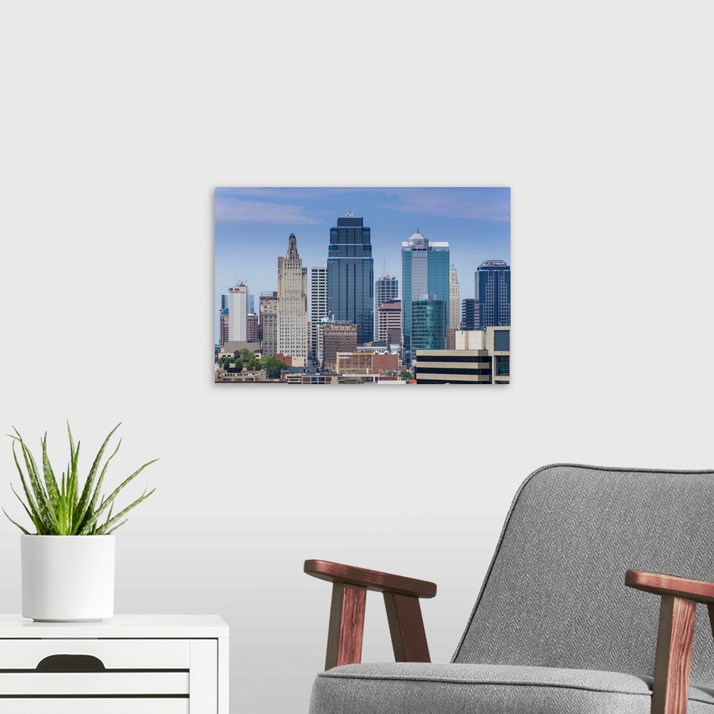 A modern room featuring View from the Liberty Memorial over Kansas City, Missouri, United States of America, North America.