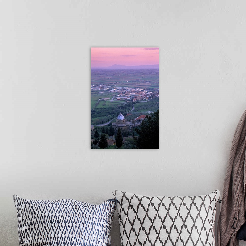 A bohemian room featuring View from the town at sunset, Cortona, Tuscany, Italy, Europe
