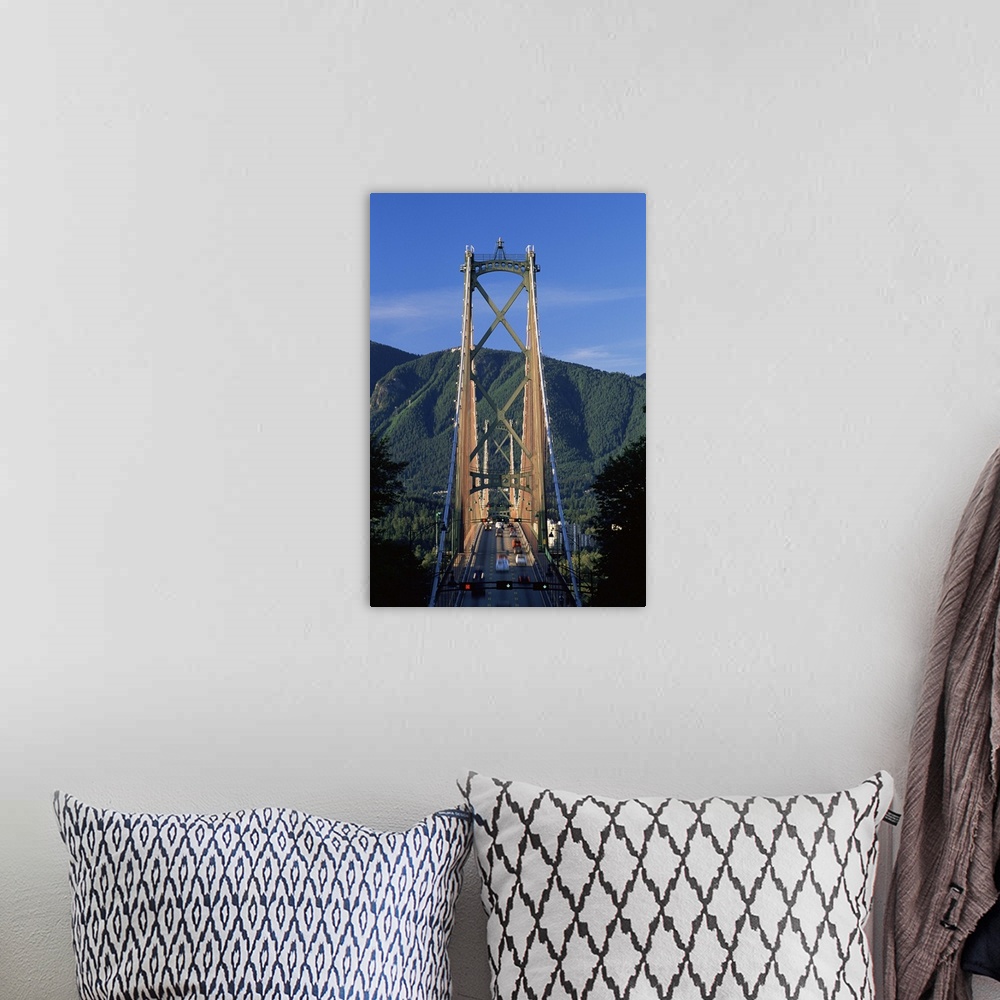 A bohemian room featuring View northwards over the Lions Gate Bridge, Vancouver, British Columbia, Canada