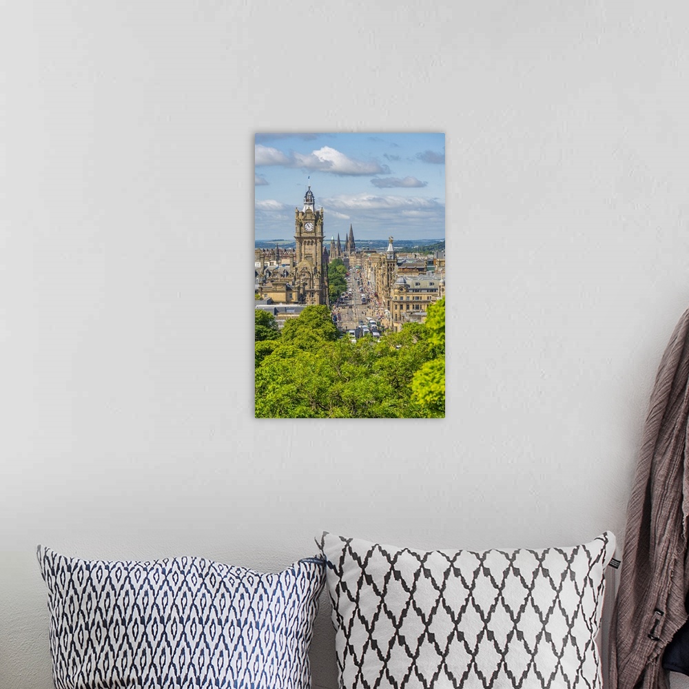 A bohemian room featuring View of Balmoral Hotel and Princes Street from Calton Hill, Edinburgh, Scotland, United Kingdom, ...