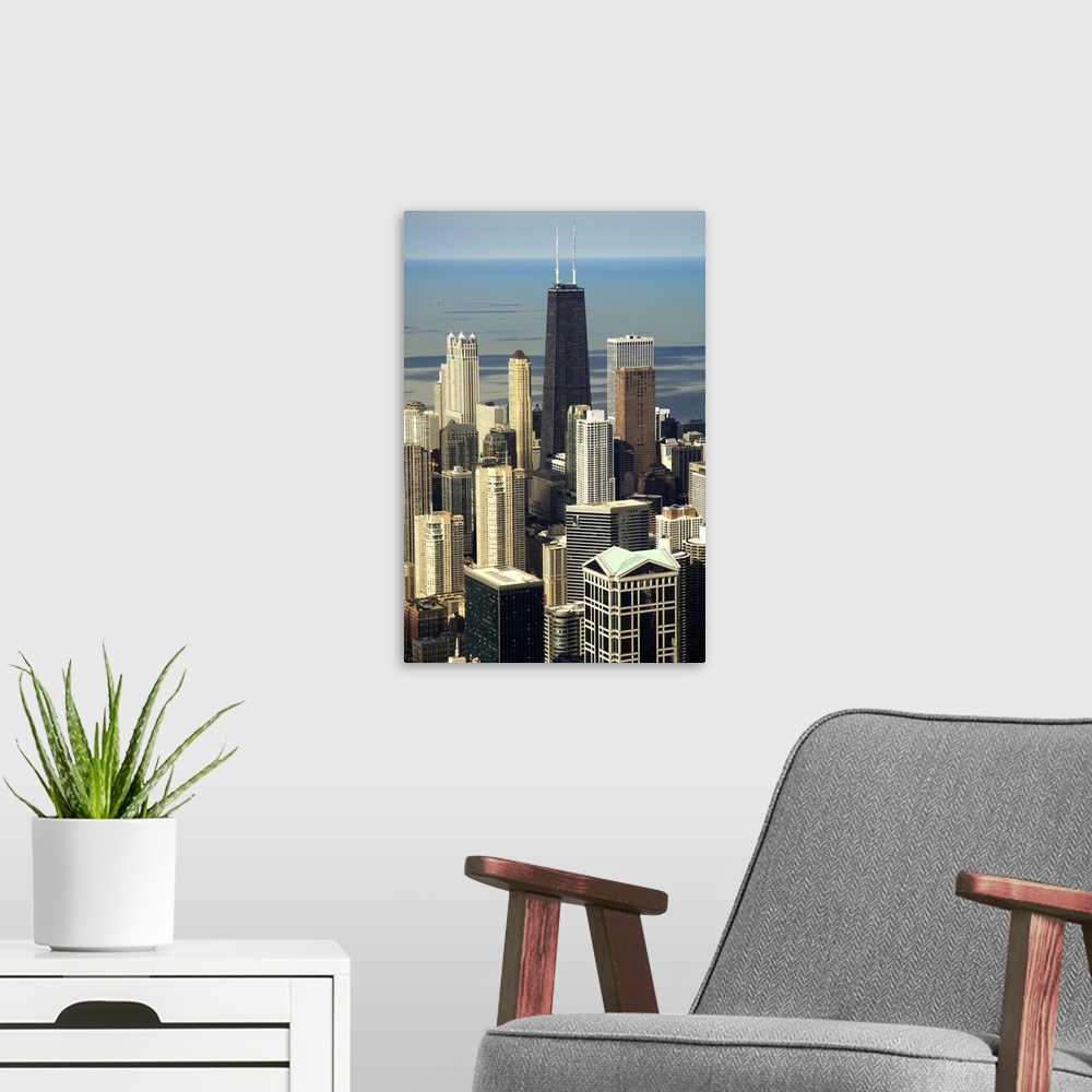 A modern room featuring View of Chicago from the Sears Tower Sky Deck, Chicago, Illinois