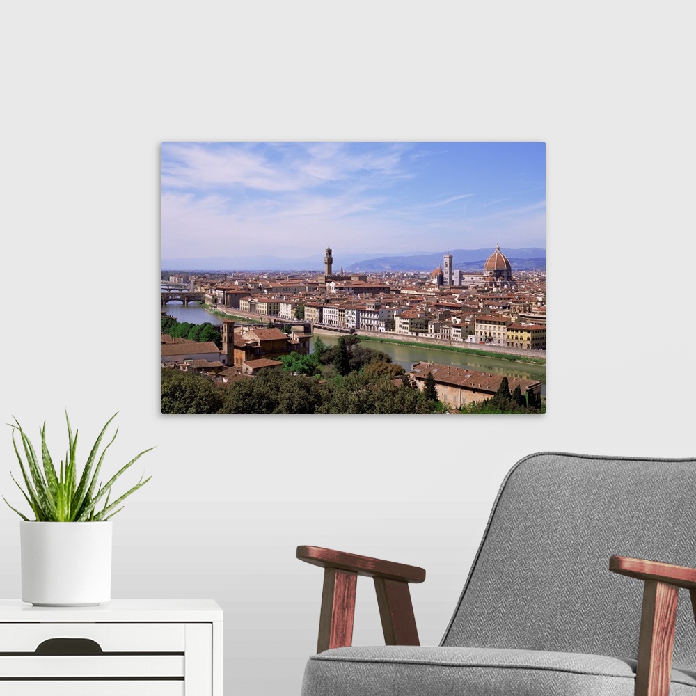 A modern room featuring View of city from Piazzale Michelangelo, Florence, Tuscany, Italy