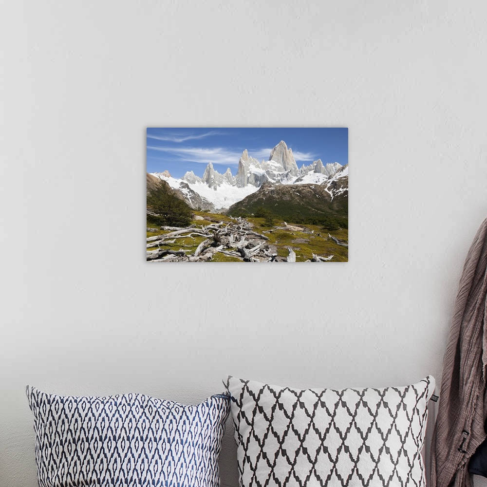 A bohemian room featuring View of Mount Fitz Roy on Laguna de Los Tres trail, El Chalten, Patagonia, Argentina, South America