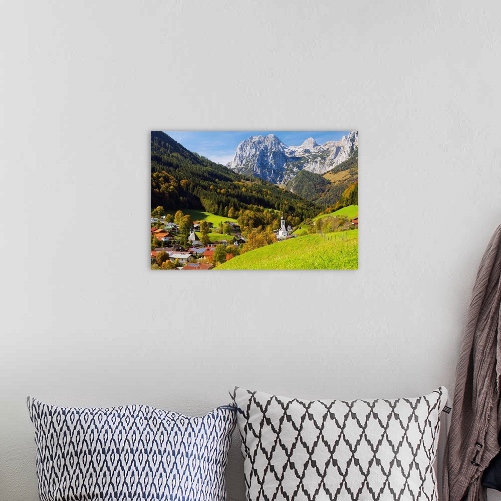 A bohemian room featuring View of Ramsau in autumn, near Berchtesgaden, Bavaria, Germany, Europe