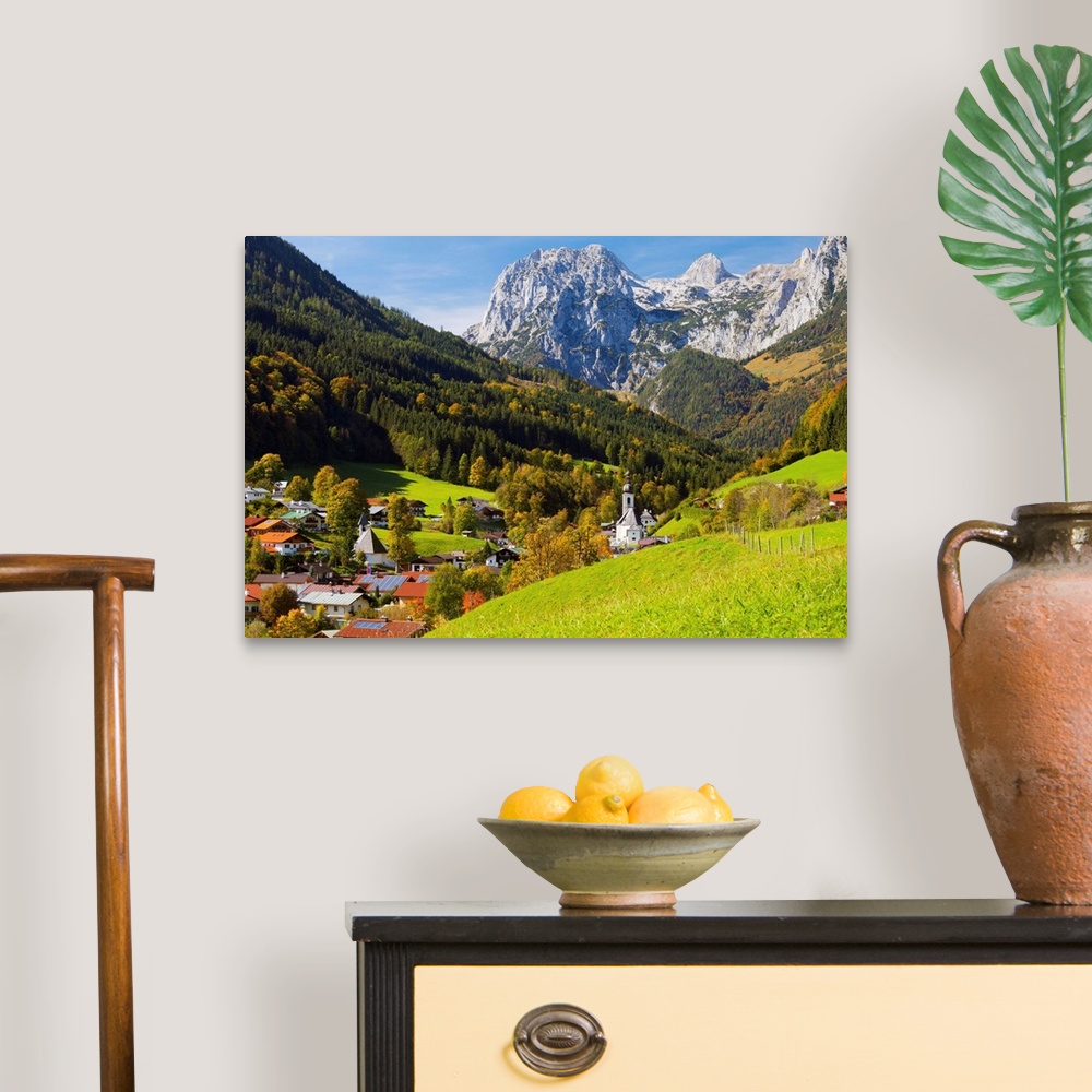 A traditional room featuring View of Ramsau in autumn, near Berchtesgaden, Bavaria, Germany, Europe