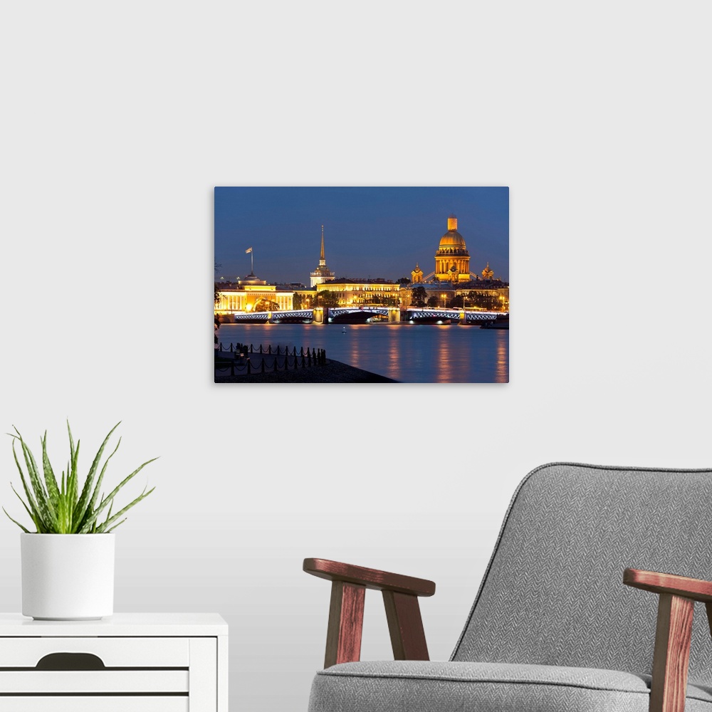A modern room featuring View of the Historic Heart along the Neva River, St. Petersburg, Russia