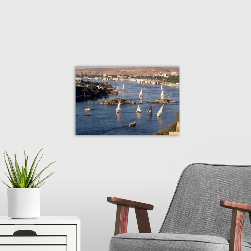 A modern room featuring View of the River Nile, Aswan, Egypt, North Africa, Africa
