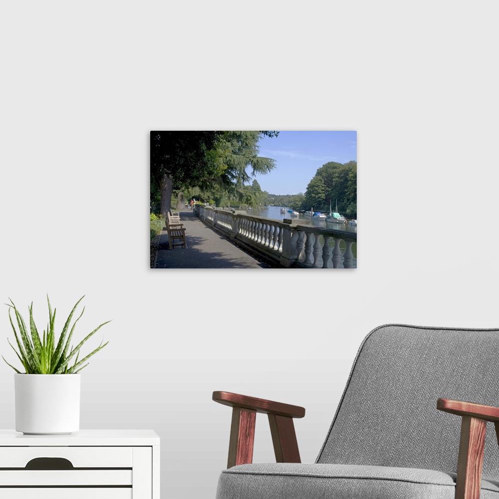 A modern room featuring View of the Thames from embankment near York House, Richmond, Surrey, England