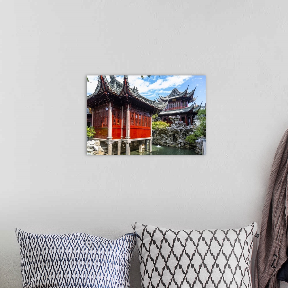 A bohemian room featuring View of traditional Chinese architecture in Yu Garden, Shanghai, China, Asia