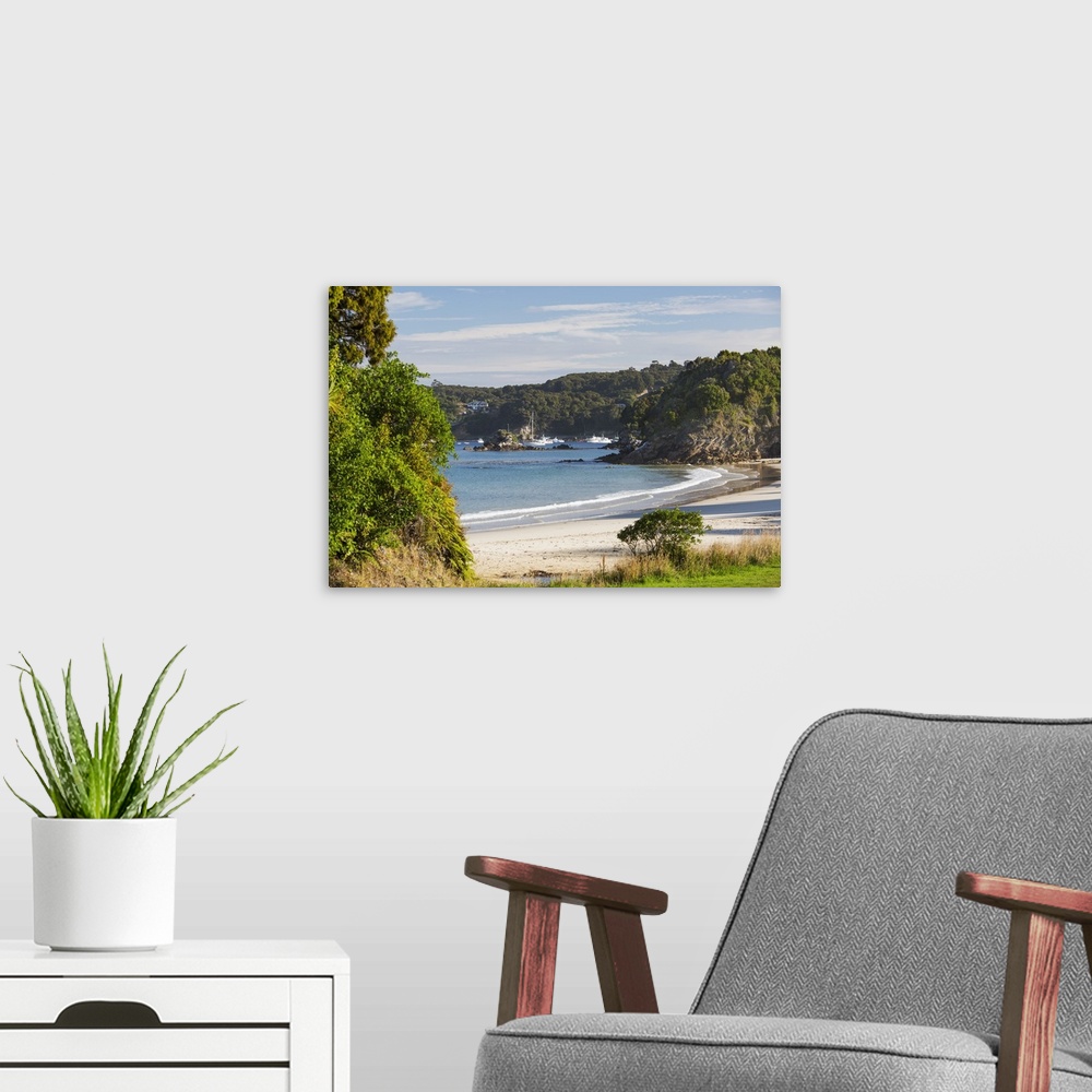 A modern room featuring View over Butterfield Beach, Halfmoon Bay, Oban, Stewart Island, Southland, South Island, New Zea...