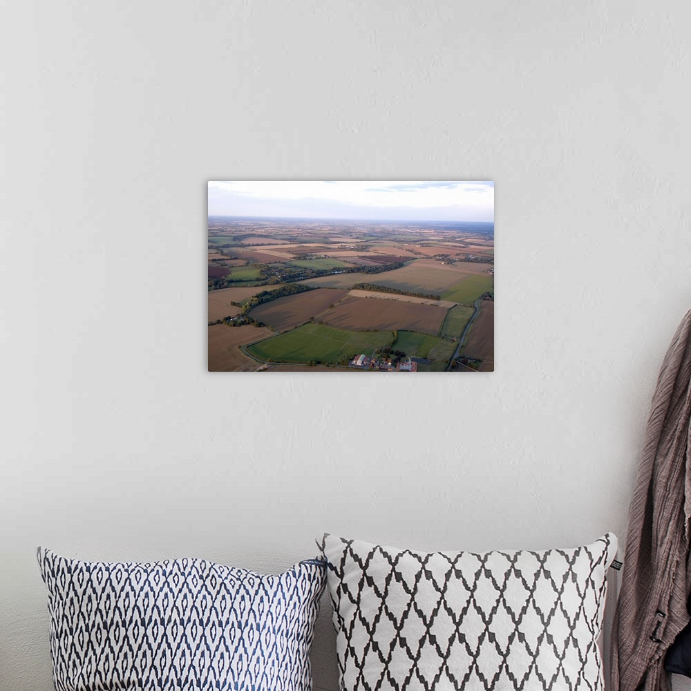 A bohemian room featuring View over Essex farmland from a hot air balloon, Essex, England, United Kingdom, Europe