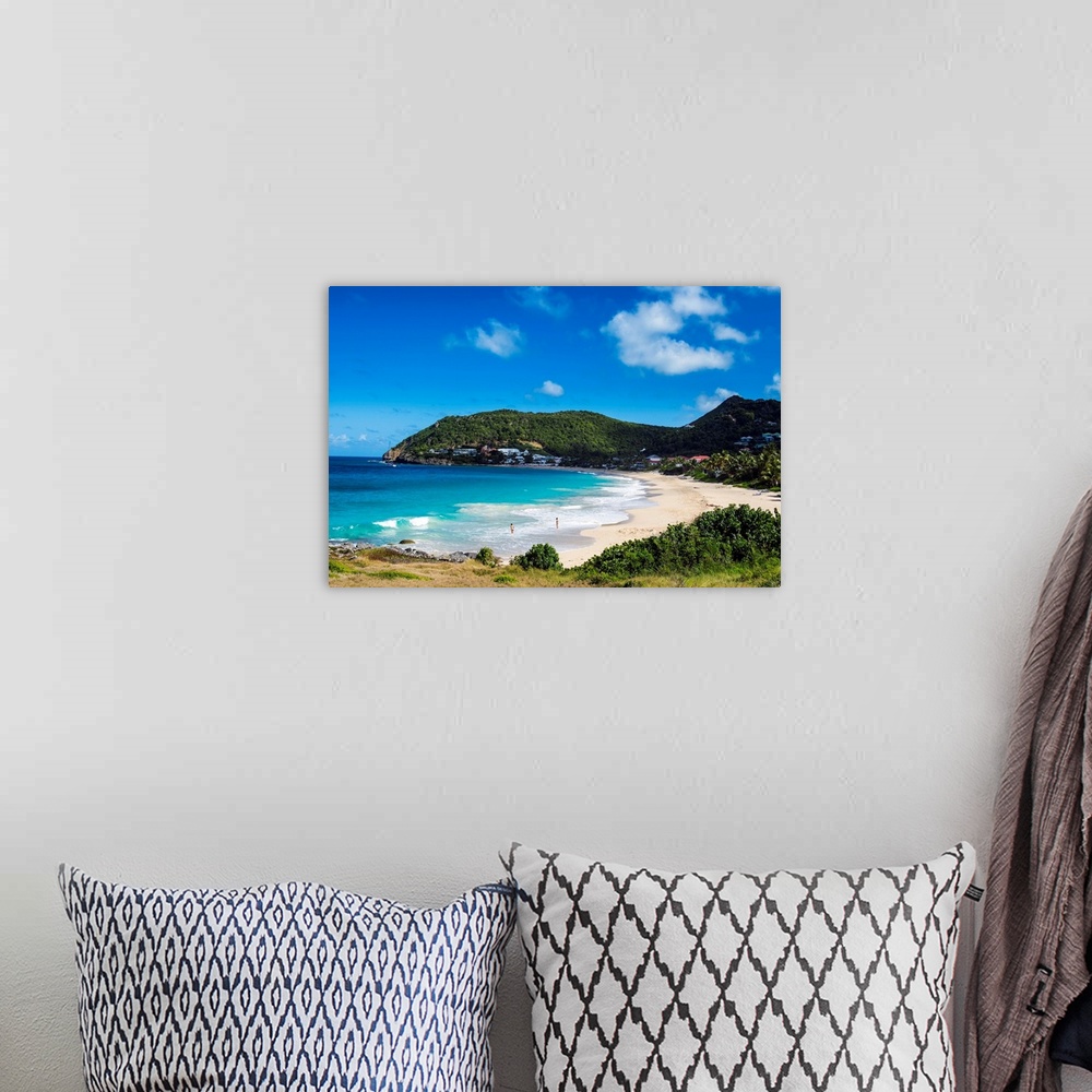 A bohemian room featuring View over Flamand Beach, St. Barth, Lesser Antilles, West Indies, Caribbean