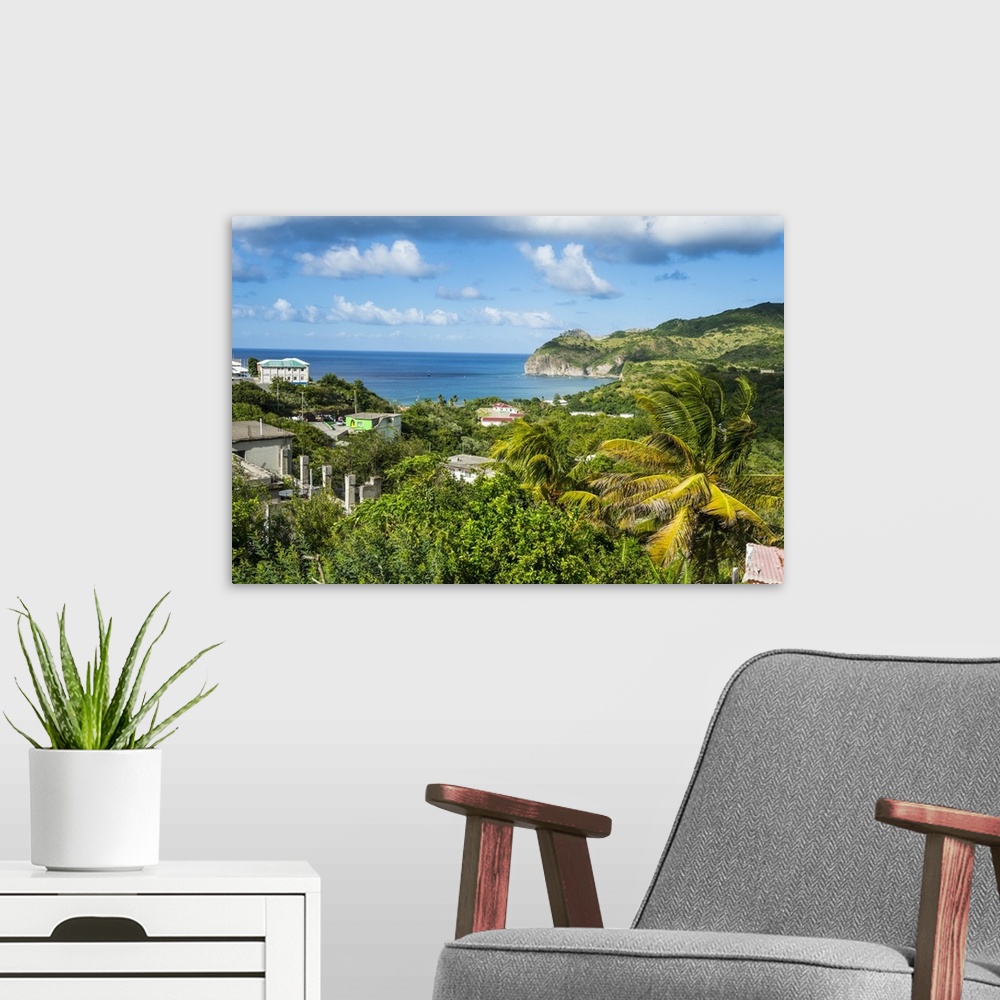 A modern room featuring View over Little Bay, Montserrat, British Overseas Territory, West Indies, Caribbean