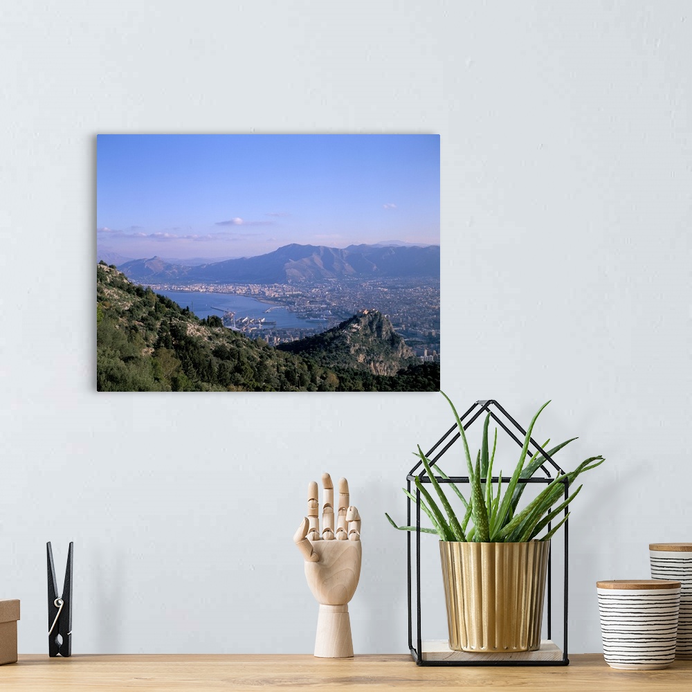 A bohemian room featuring View over Palermo, island of Sicily, Italy, Mediterranean